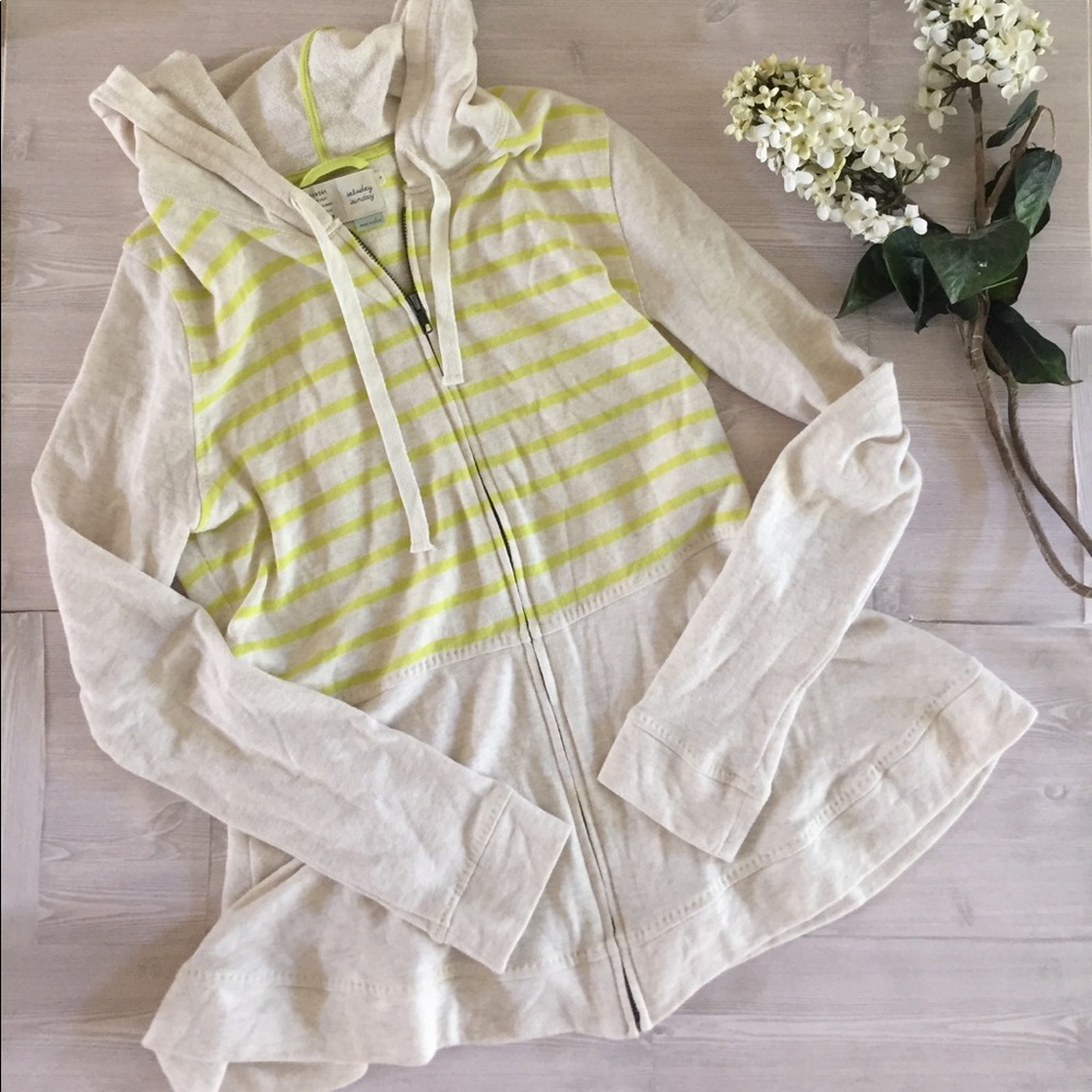 Striped Hooded Zip-Up Top